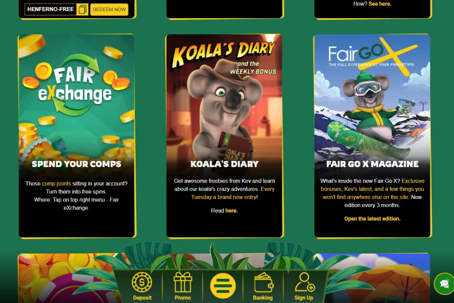 Ongoing promotions for existing players on the Fair Go Casino site